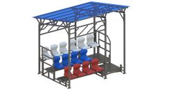 Трибуна сборно-разборная 3-х рядная на 14 мест (с навесом из поликарбоната) СТ-229 Трибуна сборно-разборная 3-х рядная на 14 мест (с навесом из поликарбоната) СТ-229