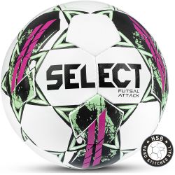 Мяч футзальный SELECT Futsal Attack V22 Grain №4 (ПУ) бел-зел-фиолет Мяч футзальный SELECT Futsal Attack V22 Grain №4 (ПУ) бел-зел-фиолет