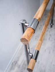 Мобильный двухрядный хореографический (балетный) станок 2000 мм (нержавеющая сталь) сосна