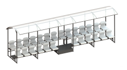 Трибуна 2-х рядная на 26 мест (с навесом из поликарбоната) СТ-249