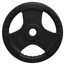 Диск олимпийский 25 кг обрезиненный черный с ручками V-SPORT LBH-25