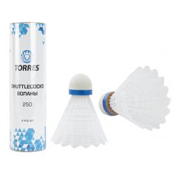 Воланы для бадминтона TORRES 250 (нейлон/пробка) 6 шт. Воланы для бадминтона TORRES 250 (нейлон/пробка) 6 шт.