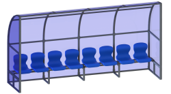 Скамейка для запасных игроков (8 мест, боковины закрыты) СТ-168