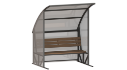 Скамейка для запасных игроков с деревянными лавками на 3 места (с навесом из поликарбоната) СТ-67