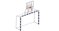 Ворота для мини-футбола/гандбола 3х2 м стальные, разборные 80х80 мм с баскетбольным тренировочным щитом СТ-380