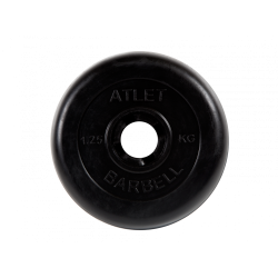 Диск обрезиненный Атлет 1,25 кг, d=26 мм (черный) MB Barbell MB-AtletB26-1,25