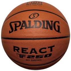 Мяч баскетбольный SPALDING TF-250 React №6 FIBA Approved (ПУ) коричнево-черный Мяч баскетбольный SPALDING TF-250 React №6 FIBA Approved (ПУ) коричнево-черный