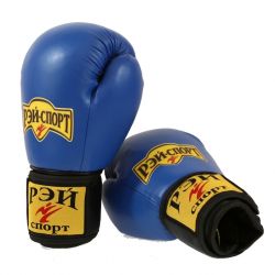 Перчатки боксерские АППЕРКОТ (иск.кожа) 10 унций синие