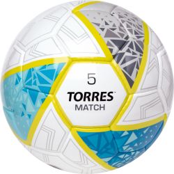 Мяч футбольный TORRES Match №5 (ПУ) бело-серо-голубой