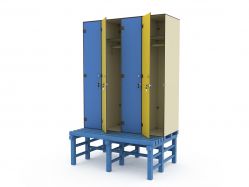 Шкаф для раздевалок HPL пластик ТС 4-1 на скамье-подставке (4 секции)