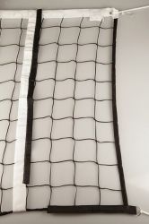 Сетка волейбольная трен. 9,5х1 м d=3,5 мм (оверлок, стропа,  черная) с тросом и карманами для антенн Сетка волейбольная трен. 9,5х1 м d=3,5 мм (оверлок, стропа,  черная) с тросом и карманами для антенн