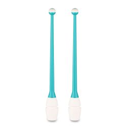 Булавы для художественной гимнастики INDIGO IN018-BW 41 см (бирюзово-белый)