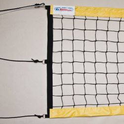 Сетка для пляжного волейбола d=3 мм яч. 100х100 мм черная KV.REZAC желтая лента