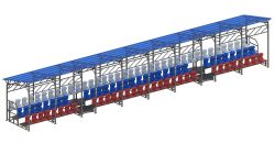 Трибуна сборно-разборная 3-х рядная на 100 мест (с навесом из поликарбоната) СТ-235