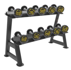 Комплект полиуретановых гантелей 27,5-37,5 кг (5 пар)  со стойкой FITEX PRO FTX-416.1
