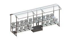 Трибуна 2-х рядная на 18 мест (с навесом из поликарбоната) СТ-247