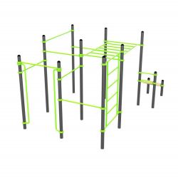 Воркаут (поручни, 7 перекладин, рукоход клас., шведская стенка, наклонная скамья) ZAVODSPORTA W326