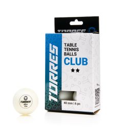 Мяч для настольного тенниса TORRES Club 2* (6 шт.) белый