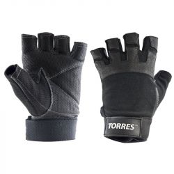 Спортивные перчатки TORRES с напульсником (нейлон, нат.кожа) L Спортивные перчатки TORRES с напульсником (нейлон, нат.кожа) L