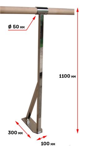 Хореографический (балетный) станок напольный однорядный регулируемый 2000 мм (нержавеющая сталь)#2 Хореографический (балетный) станок напольный однорядный регулируемый 2000 мм (нержавеющая сталь)#2