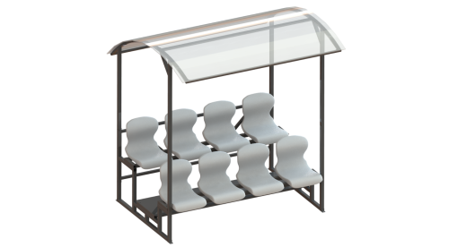 Трибуна 2-х рядная на 8 мест (с навесом из поликарбоната) СТ-246