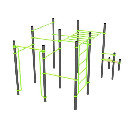 Воркаут (поручни, 7 перекладин, рукоход клас., шведская стенка, наклонная скамья) ZAVODSPORTA W226