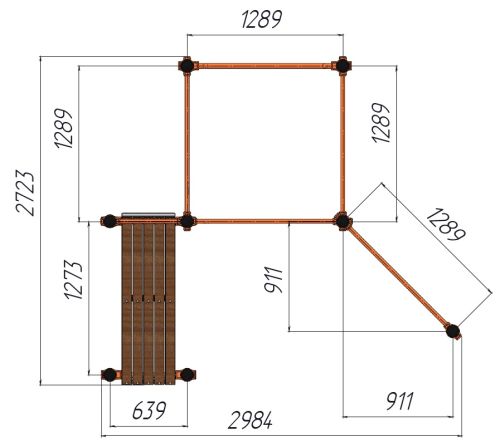 Уличный комплекс Воркаут СТ-520 (оцинкованные опоры 89 мм)#3