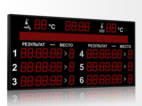 Табло для плавания 1680x860 мм (на 6 дорожек)