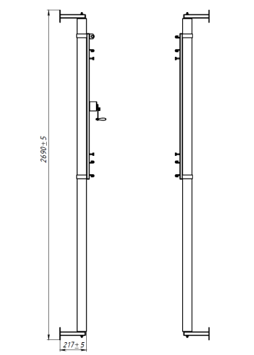 Стойки волейбольные с регулировкой высоты и механизмом натяжения (пристенное крепление) СТ-349#2