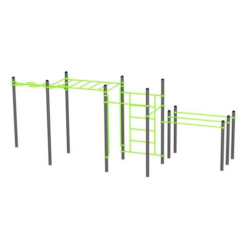 Воркаут (рукоход змеевик и клас., швед стенка, 2 перекладины, брусья двойные) ZAVODSPORTA W329