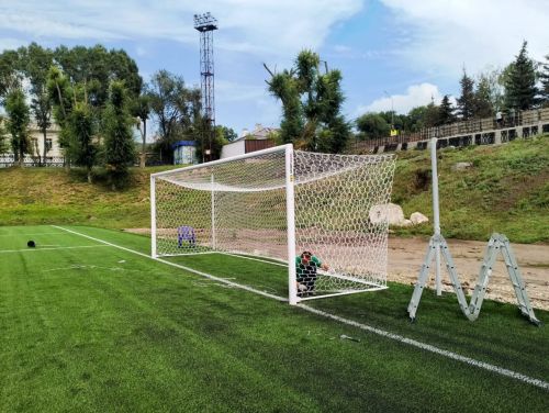 Ворота футбольные 7,32х2,44 м алюминиевые 100x120 мм стационарные SPORTWERK (SpW-AG-732-1)#7 Ворота футбольные 7,32х2,44 м алюминиевые 100x120 мм стационарные SPORTWERK (SpW-AG-732-1)#7