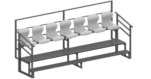 Трибуна однорядная на 7 мест (с подъемом ряда) СТ-384 Трибуна однорядная на 7 мест (с подъемом ряда) СТ-384