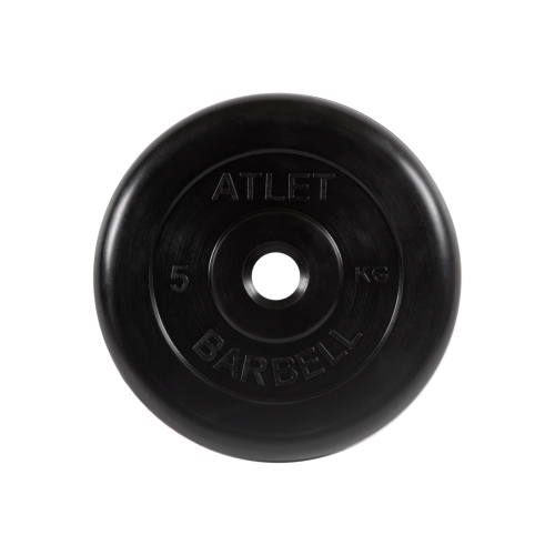 Диск обрезиненный Атлет 5 кг, d=26 мм (черный) MB Barbell MB-AtletB26-5
