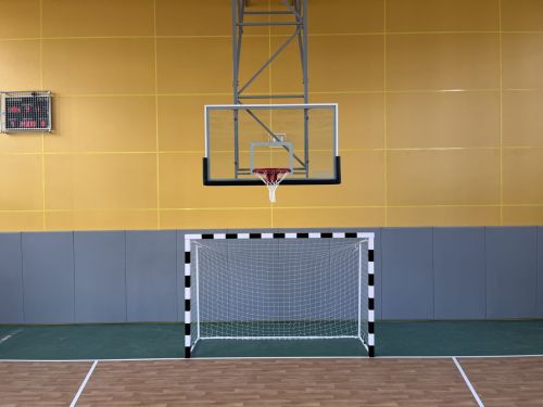 Щит баскетбольный со стационарной потолочной фермой (к-т: ферма, щит из закаленного стекла, протектор, аморт. кольцо, сетка) СТ-333#4