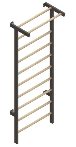 Стенка гимнастическая металлическая с деревянными перекладинами (с турником) 2200х800 СТ-469