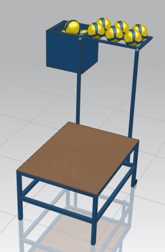 Тумба для подачи мячей в волейболе с корзиной