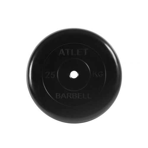 Диск обрезиненный Атлет 25 кг, d=26 мм (черный) MB Barbell MB-AtletB26-25