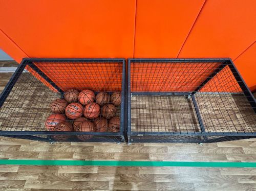 Корзина для мячей передвижная 750х1050х750 на 40 шт. (сетка) СТ-35#5