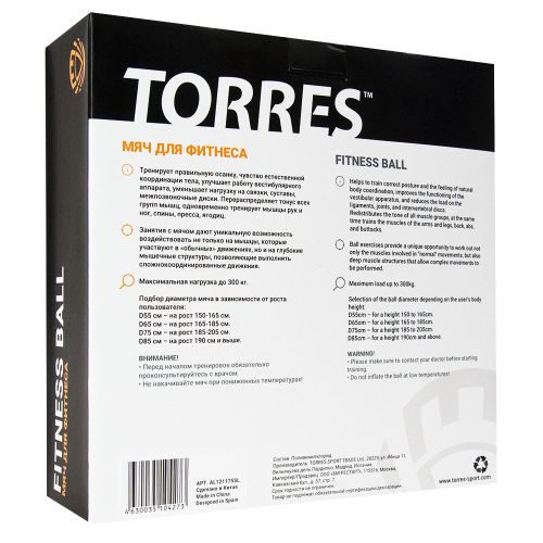 Мяч гимнастический TORRES AL122165GR 65 см (серый)#2