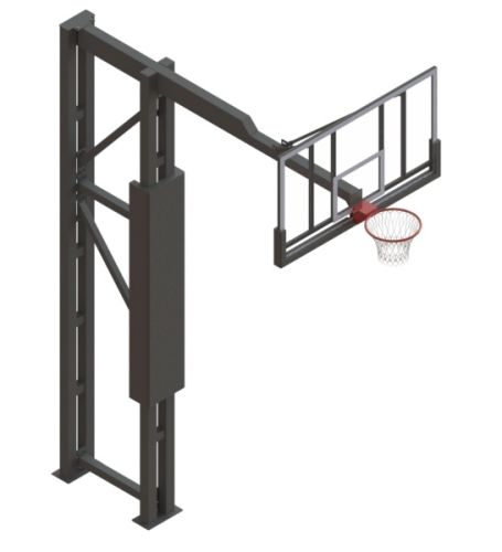 Баскетбольная стойка усиленная, двухопорная, вылет 2,2 м (амортизационное кольцо, сетка) СТ-474