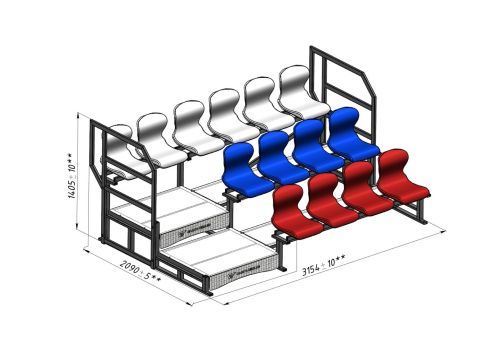 Трибуна сборно-разборная 3-х рядная на 14 мест СТ-228#4 Трибуна сборно-разборная 3-х рядная на 14 мест СТ-228#4