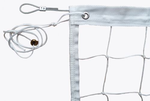 Сетка волейбольная трен. 9,5х1 м d=3,5 мм (оверлок, стропа, белая) с тросом и карманами для антенн Сетка волейбольная трен. 9,5х1 м d=3,5 мм (оверлок, стропа, белая) с тросом и карманами для антенн