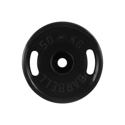Диск обрезиненный с ручками 50кг, d=51мм (черный) MB Barbell MB-PltBS-50