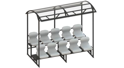 Трибуна 2-х рядная на 10 мест (с навесом из поликарбоната) СТ-17