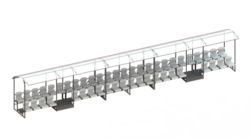 Трибуна 2-х рядная на 48 мест (с навесом из поликарбоната) СТ-251