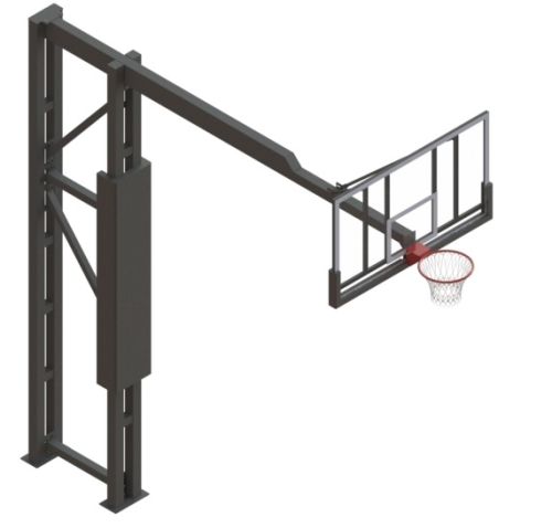 Баскетбольная стойка усиленная, двухопорная, вылет 3,25 м (амортизационное кольцо, сетка) СТ-471