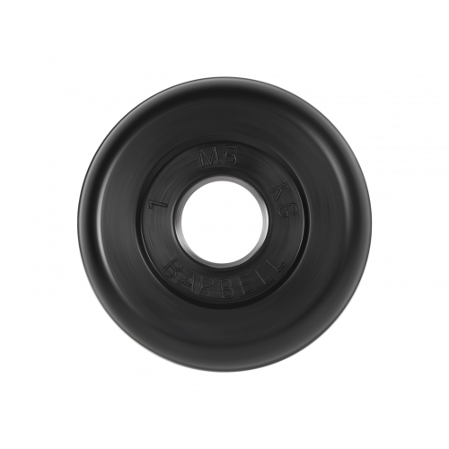 Диск обрезиненный 1кг, d=26мм (черный) MB Barbell MB-PltB26-1
