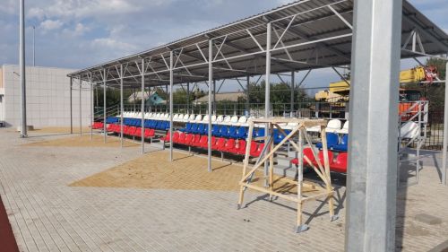 Трибуна сборно-разборная 3-х рядная на 100 мест (с навесом из поликарбоната) СТ-184#2