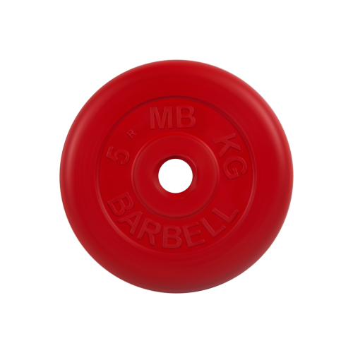 Диск обрезиненный 5кг, d=26мм (красный) MB Barbell MB-PltC26-5