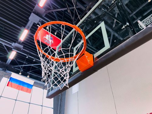 Щит баскетбольный со складной фермой на электроприводе (к-т: ферма потолочная, щит из закаленного стекла 10мм, протектор, аморт. кольцо, сетка) СТ-191#27